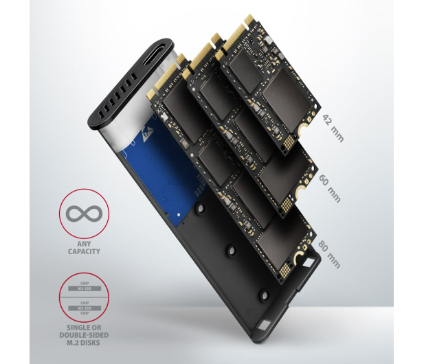 Axagon EEM2-SB2, USB-C 10Gbps - M.2 NVMe & SATA SSD RAW box - 1353423 - zdjęcie 7